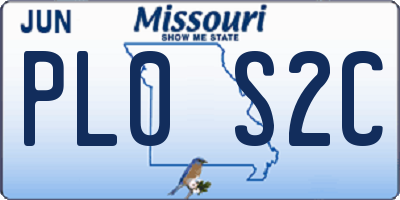 MO license plate PL0S2C