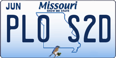 MO license plate PL0S2D