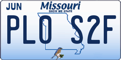 MO license plate PL0S2F