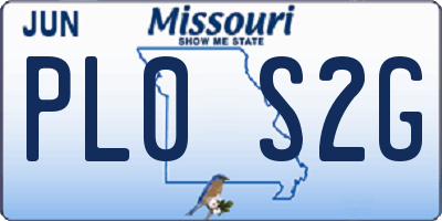 MO license plate PL0S2G