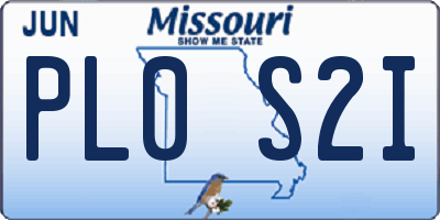 MO license plate PL0S2I