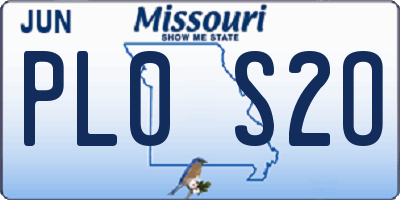 MO license plate PL0S2O