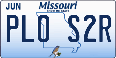 MO license plate PL0S2R