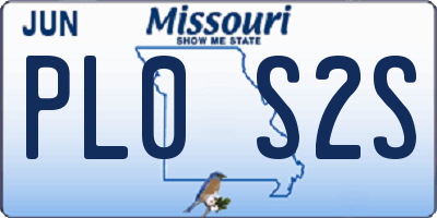 MO license plate PL0S2S