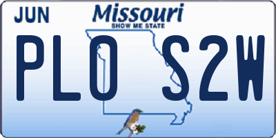 MO license plate PL0S2W