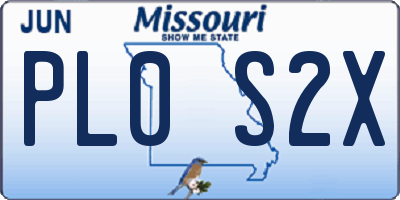 MO license plate PL0S2X