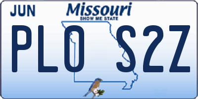 MO license plate PL0S2Z