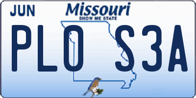 MO license plate PL0S3A
