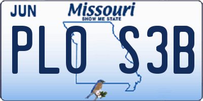 MO license plate PL0S3B
