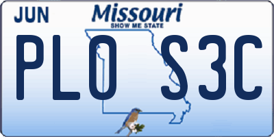 MO license plate PL0S3C