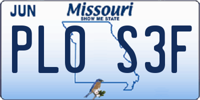 MO license plate PL0S3F