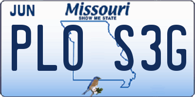 MO license plate PL0S3G