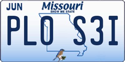 MO license plate PL0S3I