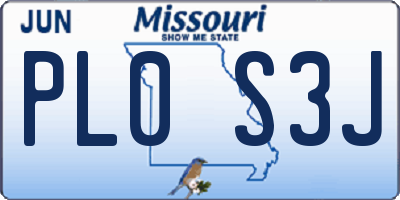 MO license plate PL0S3J