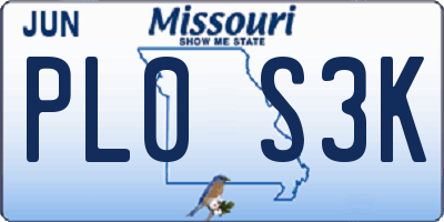 MO license plate PL0S3K