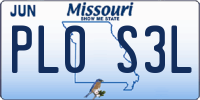 MO license plate PL0S3L
