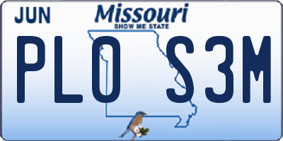 MO license plate PL0S3M