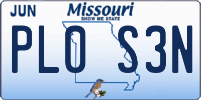 MO license plate PL0S3N