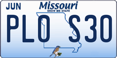 MO license plate PL0S3O