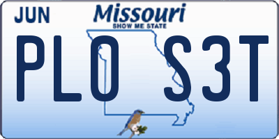 MO license plate PL0S3T