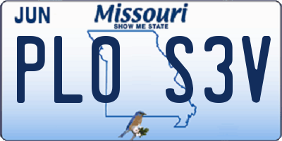 MO license plate PL0S3V