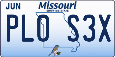 MO license plate PL0S3X