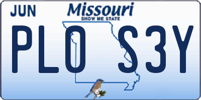 MO license plate PL0S3Y