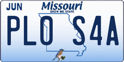 MO license plate PL0S4A