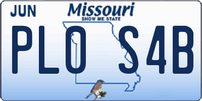 MO license plate PL0S4B