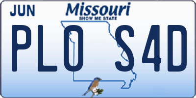 MO license plate PL0S4D
