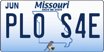 MO license plate PL0S4E