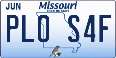 MO license plate PL0S4F