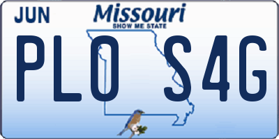 MO license plate PL0S4G