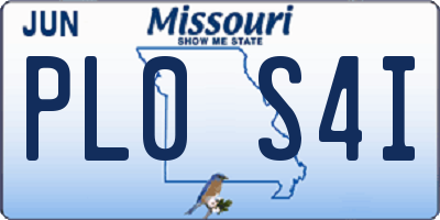MO license plate PL0S4I