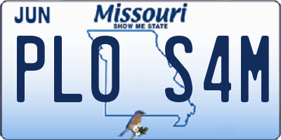 MO license plate PL0S4M