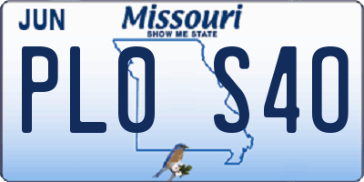 MO license plate PL0S4O