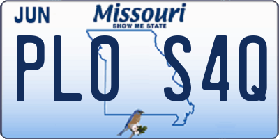 MO license plate PL0S4Q