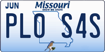 MO license plate PL0S4S