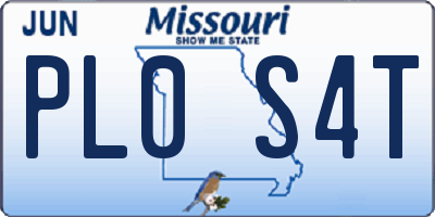 MO license plate PL0S4T