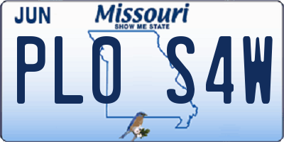 MO license plate PL0S4W