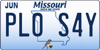 MO license plate PL0S4Y