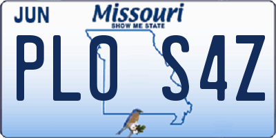 MO license plate PL0S4Z