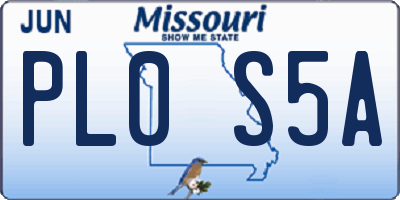 MO license plate PL0S5A