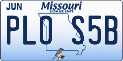 MO license plate PL0S5B