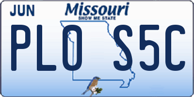 MO license plate PL0S5C