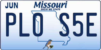 MO license plate PL0S5E