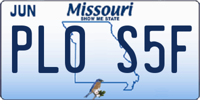 MO license plate PL0S5F