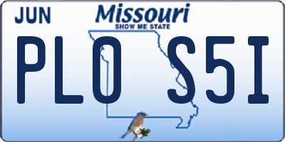 MO license plate PL0S5I