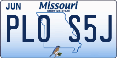 MO license plate PL0S5J