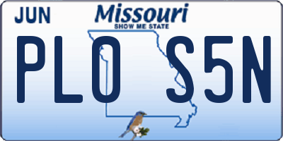 MO license plate PL0S5N